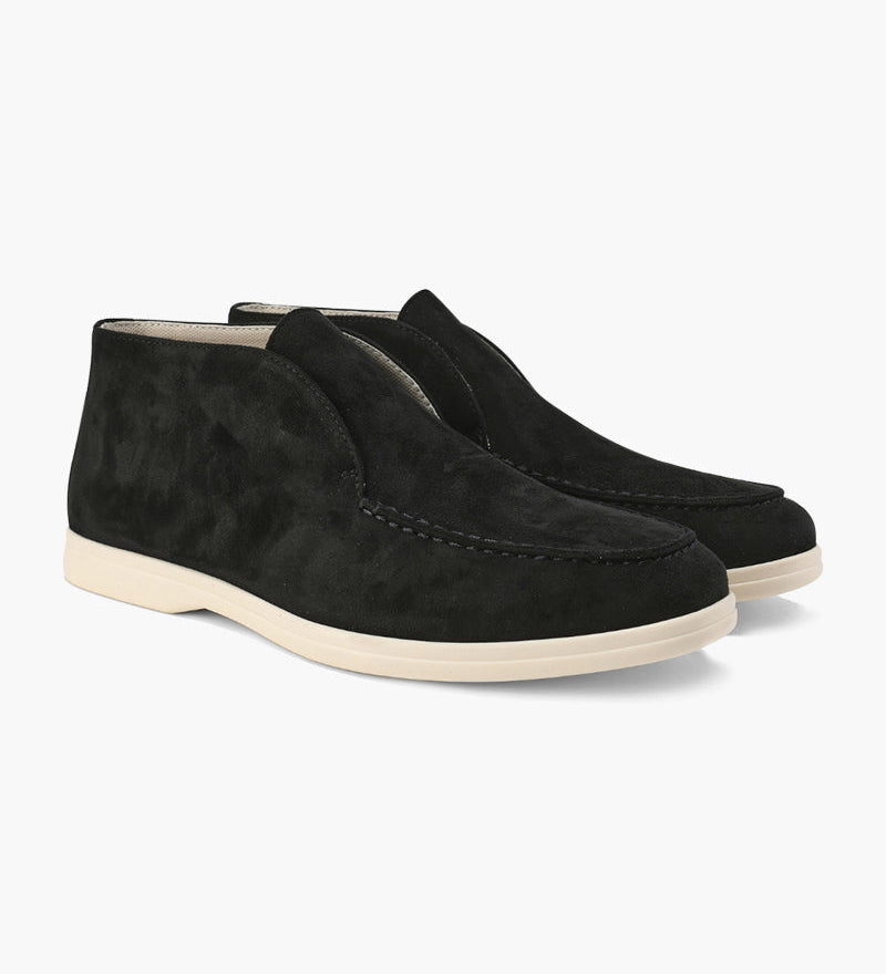 Mason | Halvhøy slip-on mokkasin i semsket skinn for menn