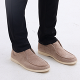 Mason | Halvhøy slip-on mokkasin i semsket skinn for menn