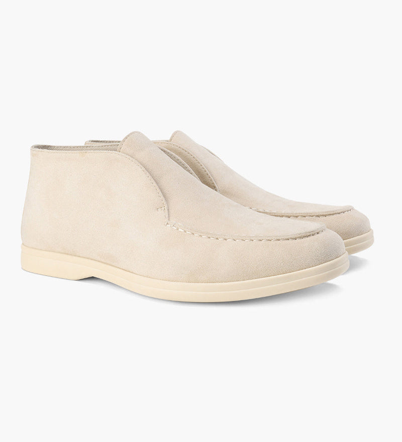 Mason | Halvhøy slip-on mokkasin i semsket skinn for menn