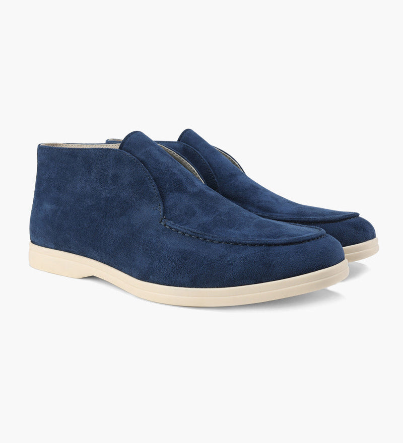 Mason | Halvhøy slip-on mokkasin i semsket skinn for menn