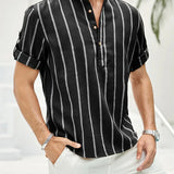 Samuel – Skjorte sommer med korte ermer Henley med stripemønster
