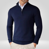 Herregenser med kvart glidelås – Sporty slim fit-genser med høy krage