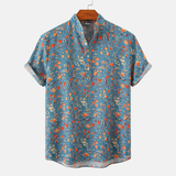 Leo – Skjorte med korte ermer leken med Vintage blomstermønster