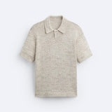 Avslappet strikket poloskjorte med Vintage-look