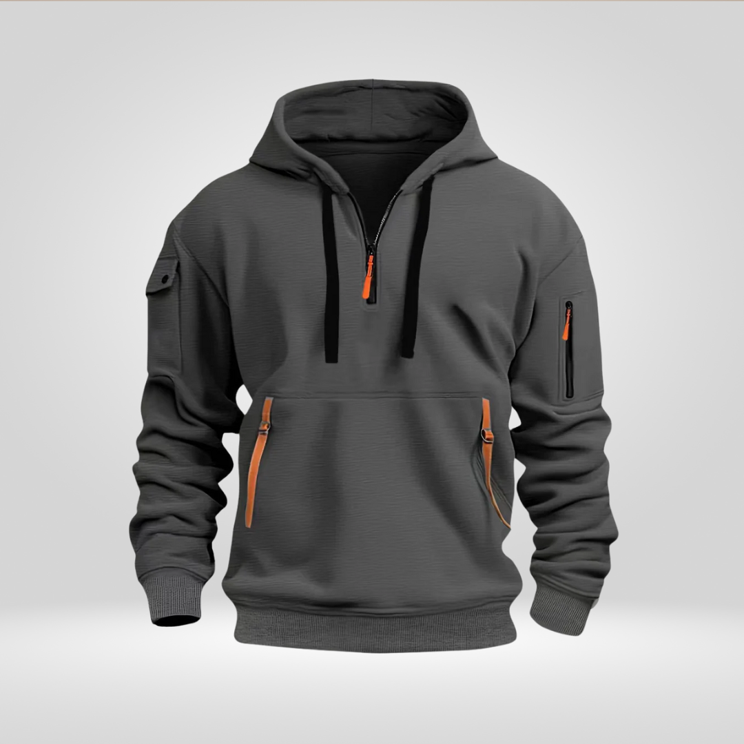 Heren Half glidelås Hoodie – Sweat med Capuche Urbain behagelig med lommer