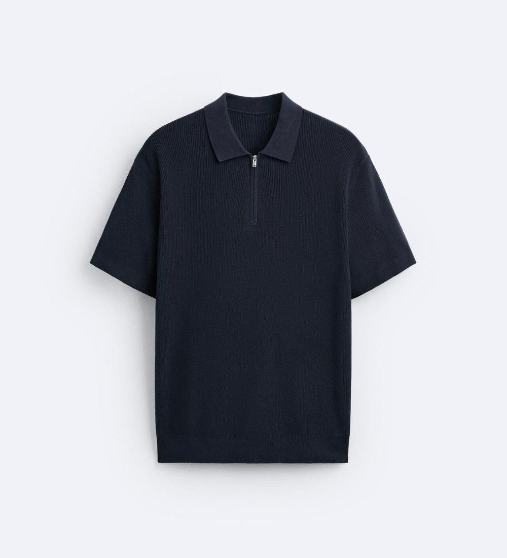 Elegant strikket poloskjorte med glidelås