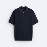 Elegant strikket poloskjorte med glidelås