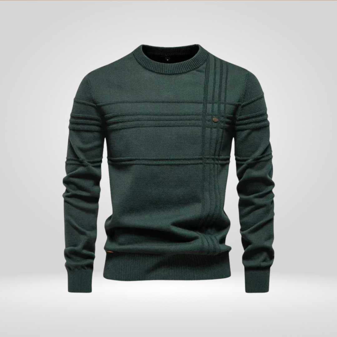 Strikkegenser for herre – genser Slim Fit i pustende bomullsblanding