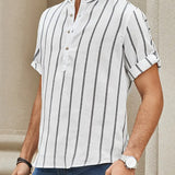 Samuel – Skjorte sommer med korte ermer Henley med stripemønster