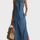 Julie – Denimkjole med vintage blondedetaljer