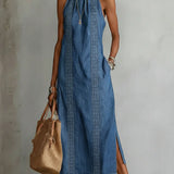 Julie – Denimkjole med vintage blondedetaljer