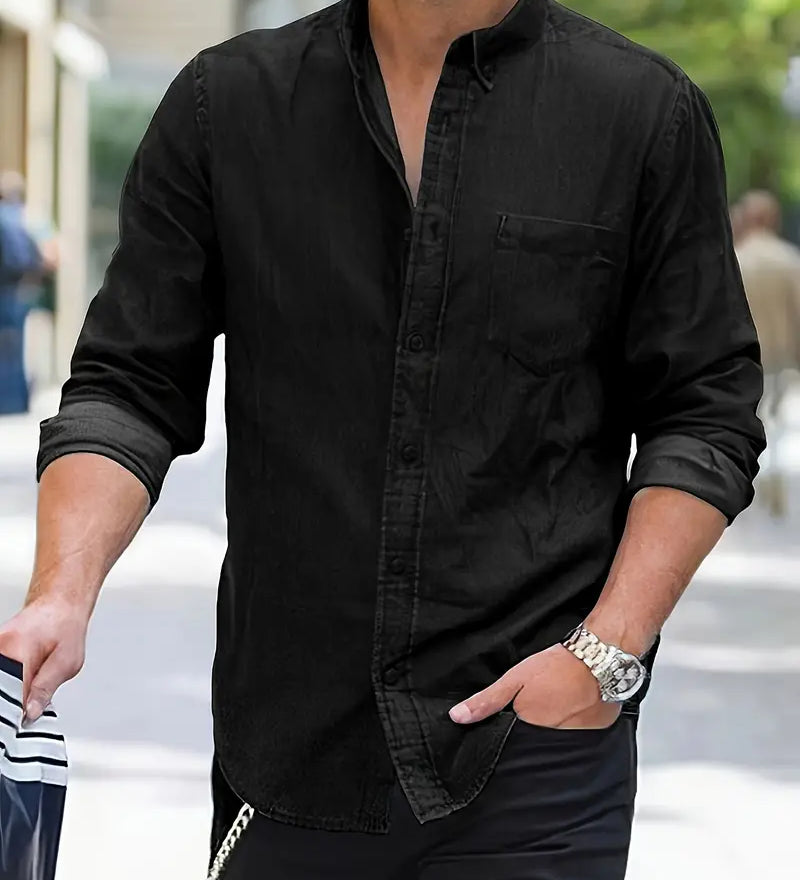 Daniel – Skjorte i denim med lange ermer avslappet med klassisk look
