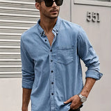 Daniel – Skjorte i denim med lange ermer avslappet med klassisk look