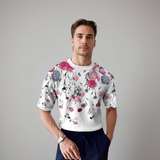 Damiano – Skjorte blomstret med korte ermer for herre