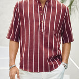 Samuel – Skjorte sommer med korte ermer Henley med stripemønster