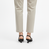 Slingback-sandaler med spiss tå i kunstskinn med sløyfe og lav hæl for dame