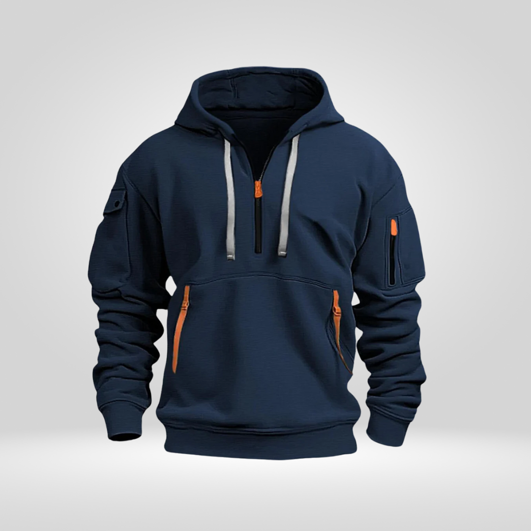 Heren Half glidelås Hoodie – Sweat med Capuche Urbain behagelig med lommer