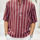 Samuel – Skjorte sommer med korte ermer Henley med stripemønster