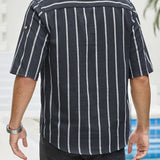 Samuel – Skjorte sommer med korte ermer Henley med stripemønster