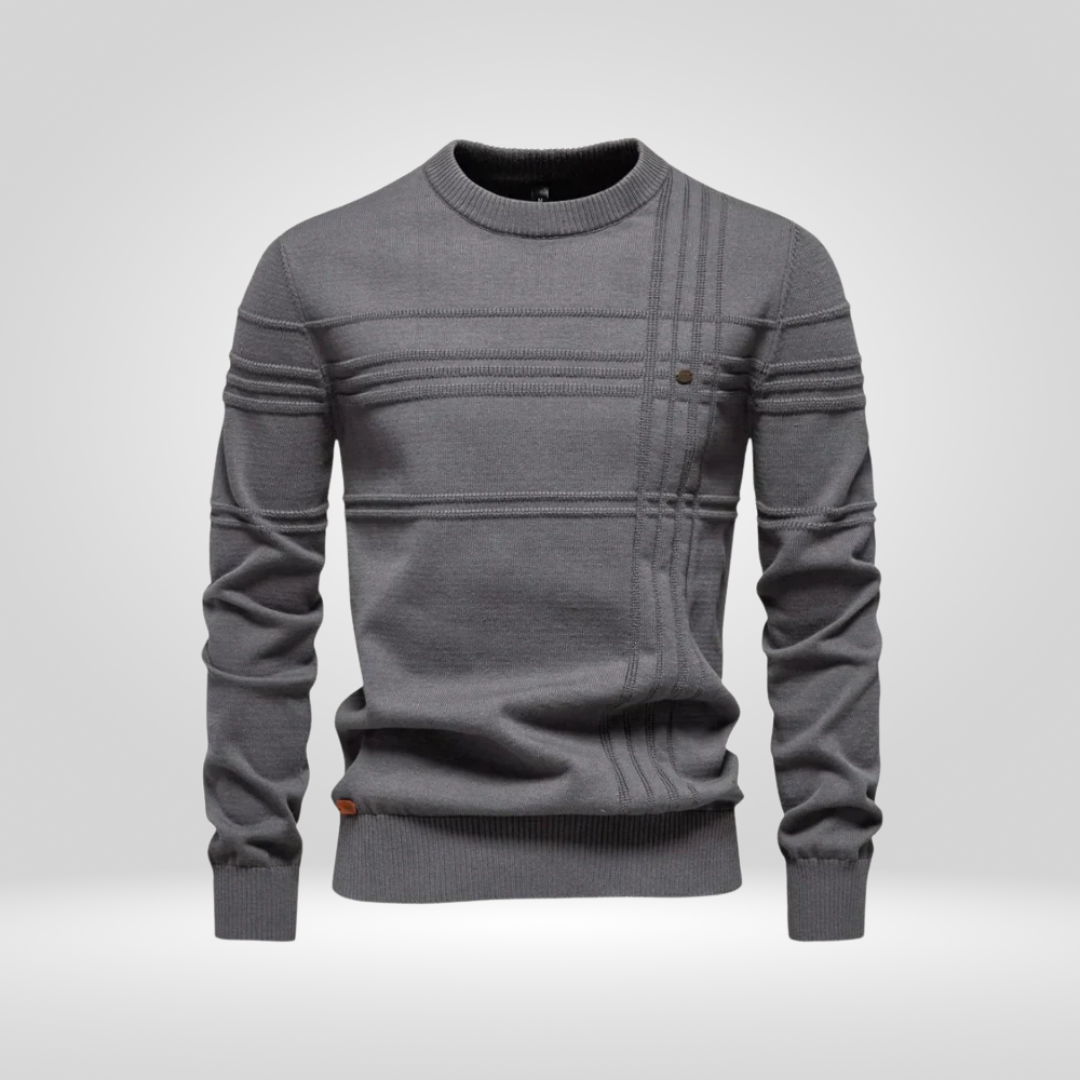 Strikkegenser for herre – genser Slim Fit i pustende bomullsblanding