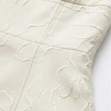 Lang aftenkjole med spaghettistropper i jacquard for dame