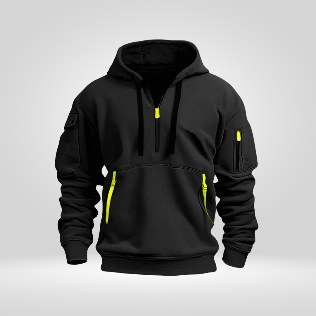 Heren Half glidelås Hoodie – Sweat med Capuche Urbain behagelig med lommer