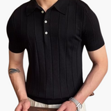 Jan – Poloskjorte i strikk med slim fit for herre, uformell business-stil med mønster i relieff