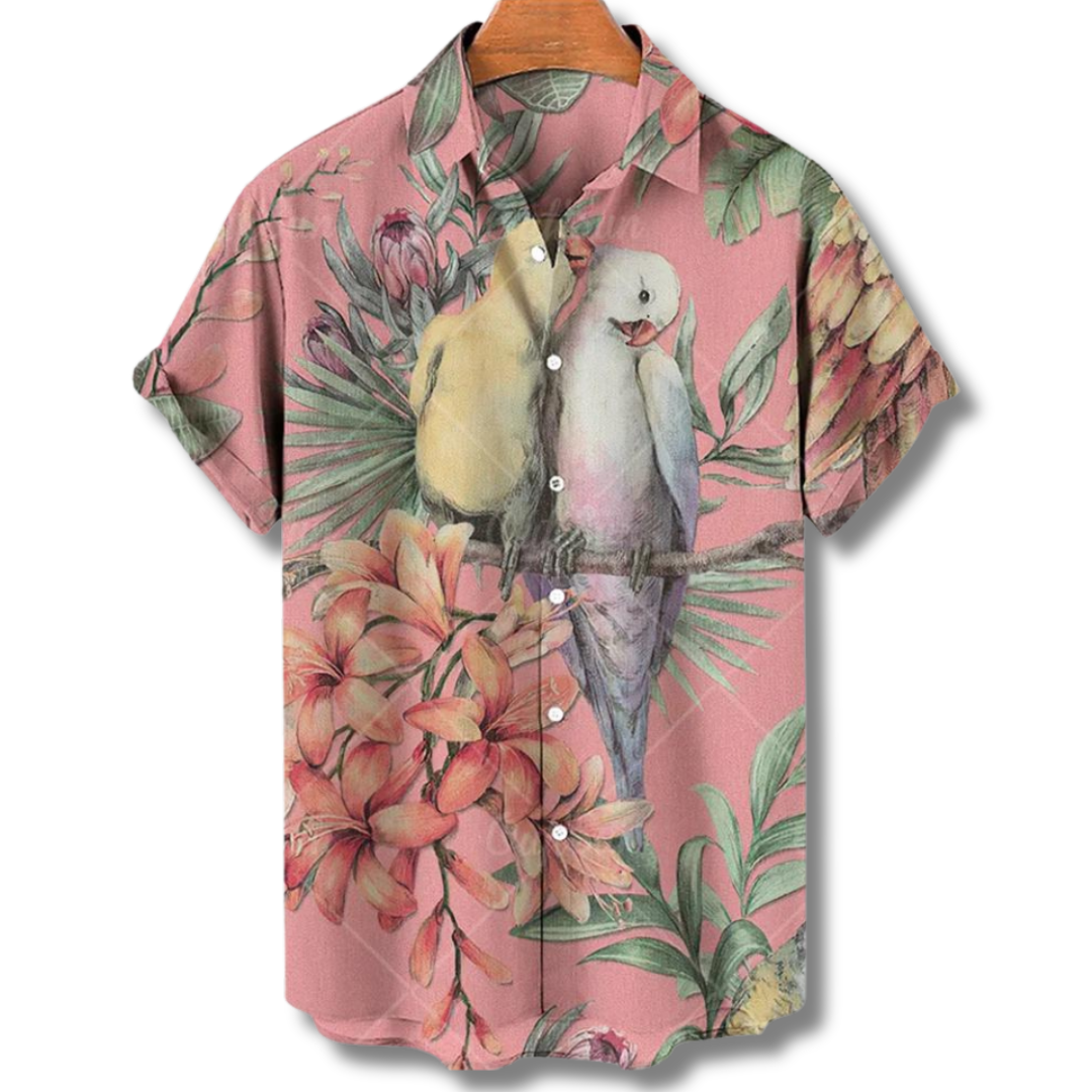 Mikael – Skjorte med korte ermer hawaii med blomstermønster