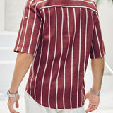 Samuel – Skjorte sommer med korte ermer Henley med stripemønster