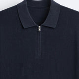 Elegant strikket poloskjorte med glidelås