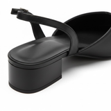 Slingback-pumps for dame med spiss tå og middels blokkhæl til kontoret