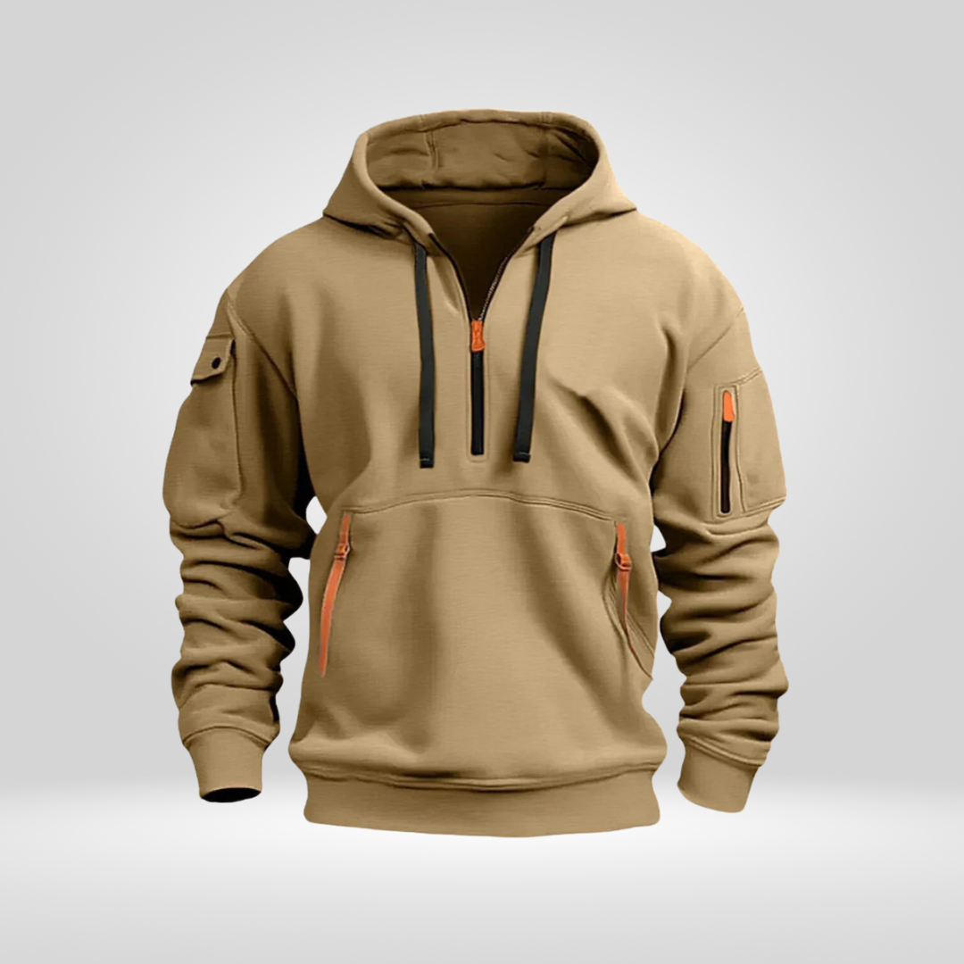 Heren Half glidelås Hoodie – Sweat med Capuche Urbain behagelig med lommer