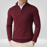 Herregenser med kvart glidelås – Sporty slim fit-genser med høy krage