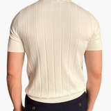 Jan – Poloskjorte i strikk med slim fit for herre, uformell business-stil med mønster i relieff