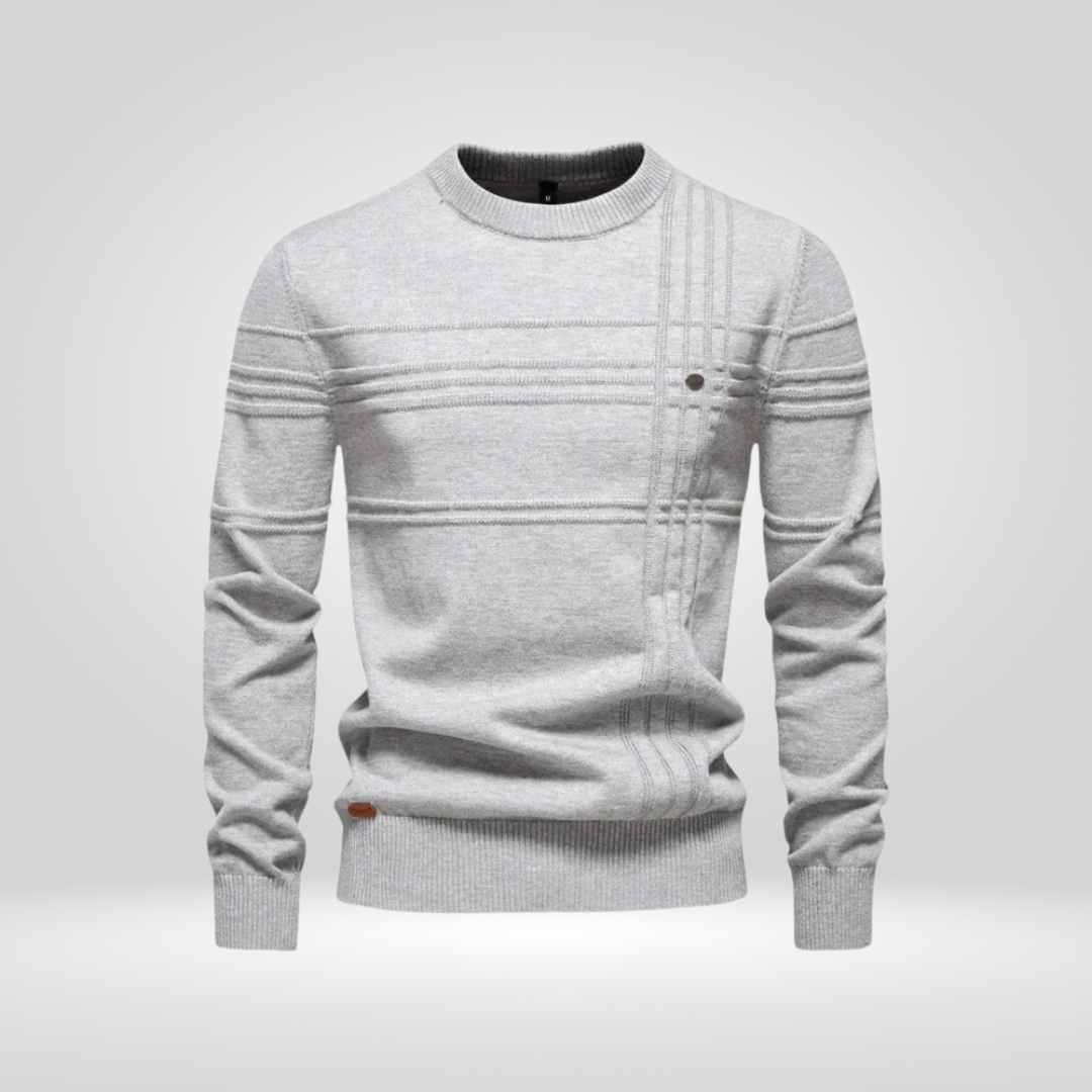 Strikkegenser for herre – genser Slim Fit i pustende bomullsblanding