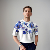Damiano – Skjorte blomstret med korte ermer for herre