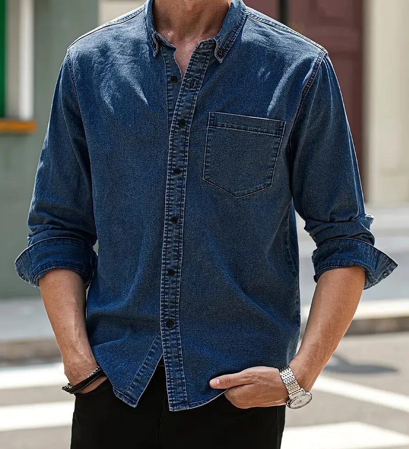 Daniel – Skjorte i denim med lange ermer avslappet med klassisk look