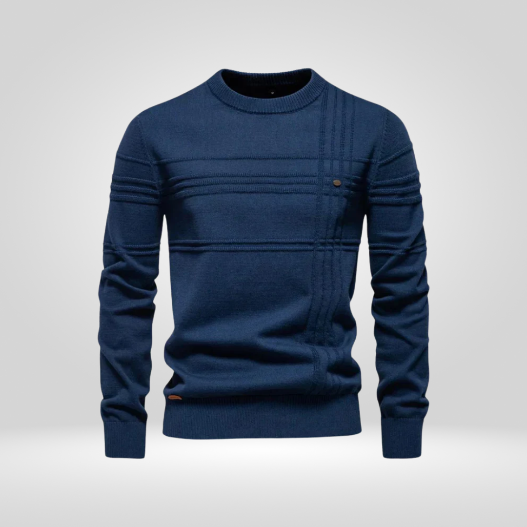 Strikkegenser for herre – genser Slim Fit i pustende bomullsblanding
