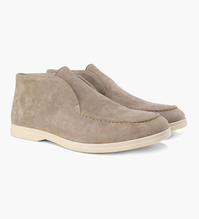 Mason | Halvhøy slip-on mokkasin i semsket skinn for menn
