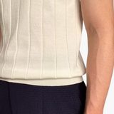 Jan – Poloskjorte i strikk med slim fit for herre, uformell business-stil med mønster i relieff