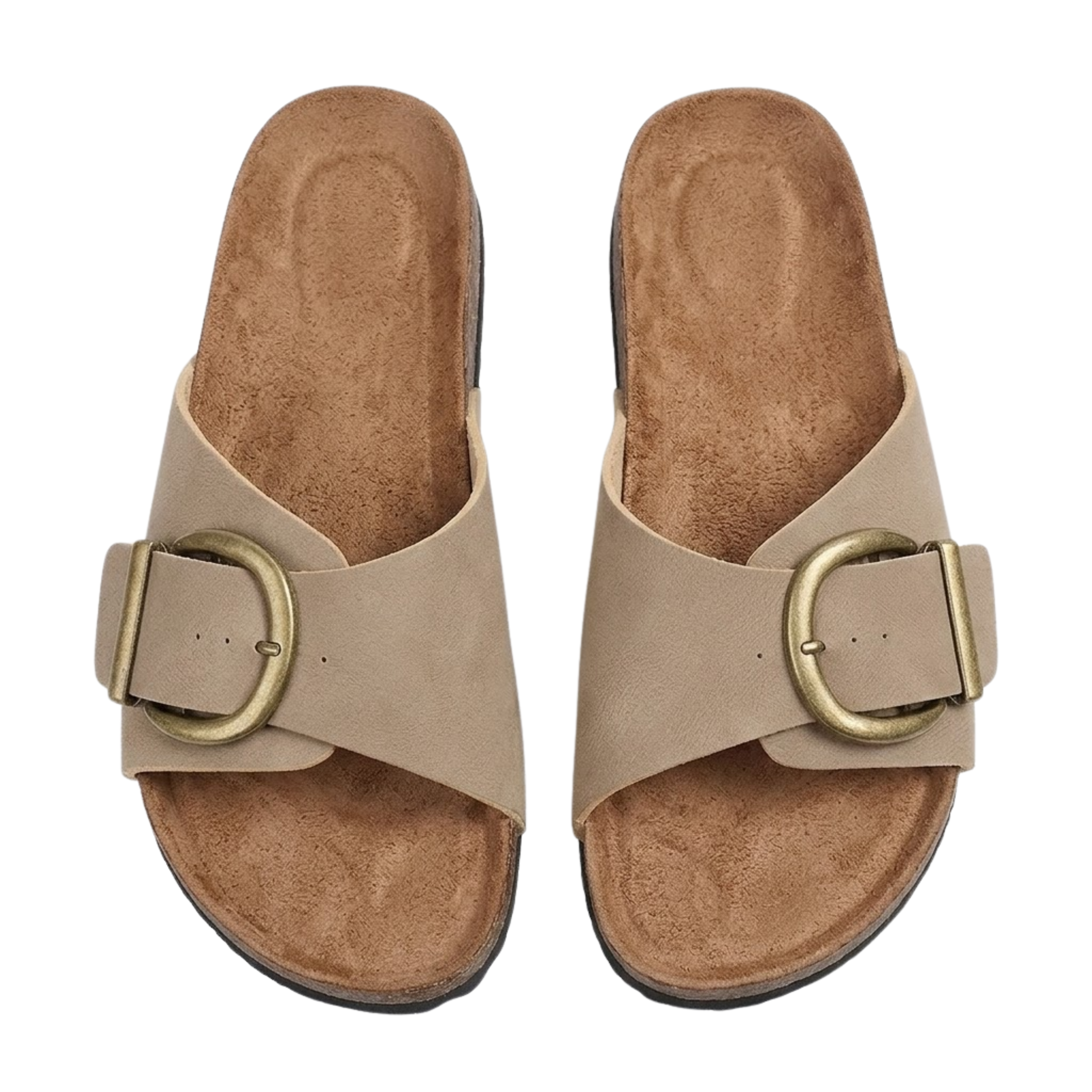 Sandaler med korksåle med justerbar spennereim og åpen tå