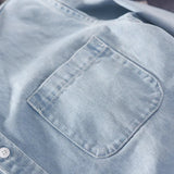 Skjorte i denim for herre avslappet med lange ermer