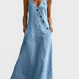 Vera – Longue denimkjole med knapper