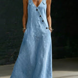 Vera – Longue denimkjole med knapper