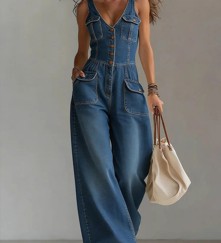 Sofie – Avslappet buksedress i denim løs