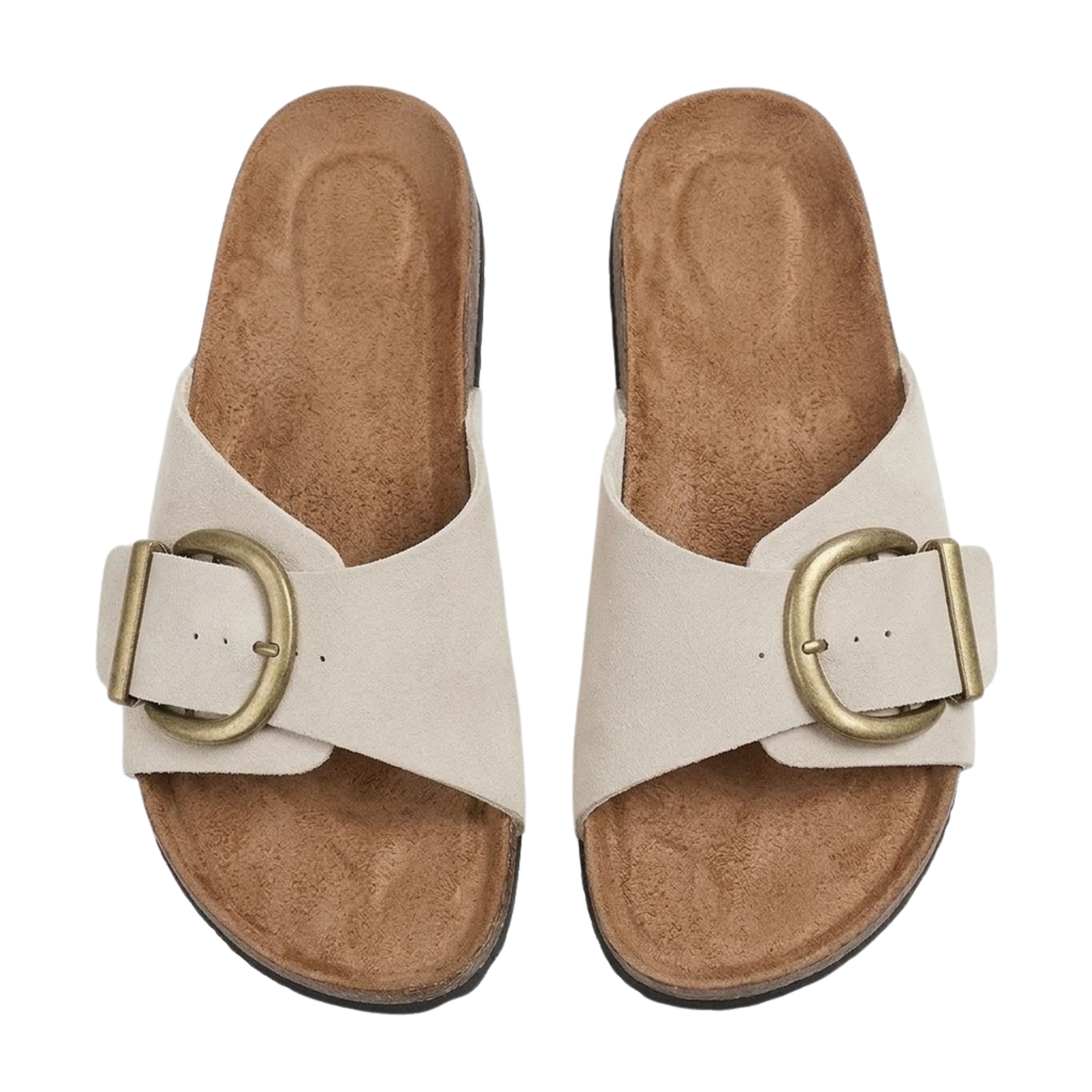 Sandaler med korksåle med justerbar spennereim og åpen tå