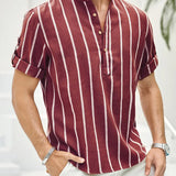 Samuel – Skjorte sommer med korte ermer Henley med stripemønster