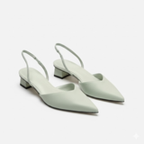 Slingback-pumps for dame med spiss tå og middels blokkhæl til kontoret