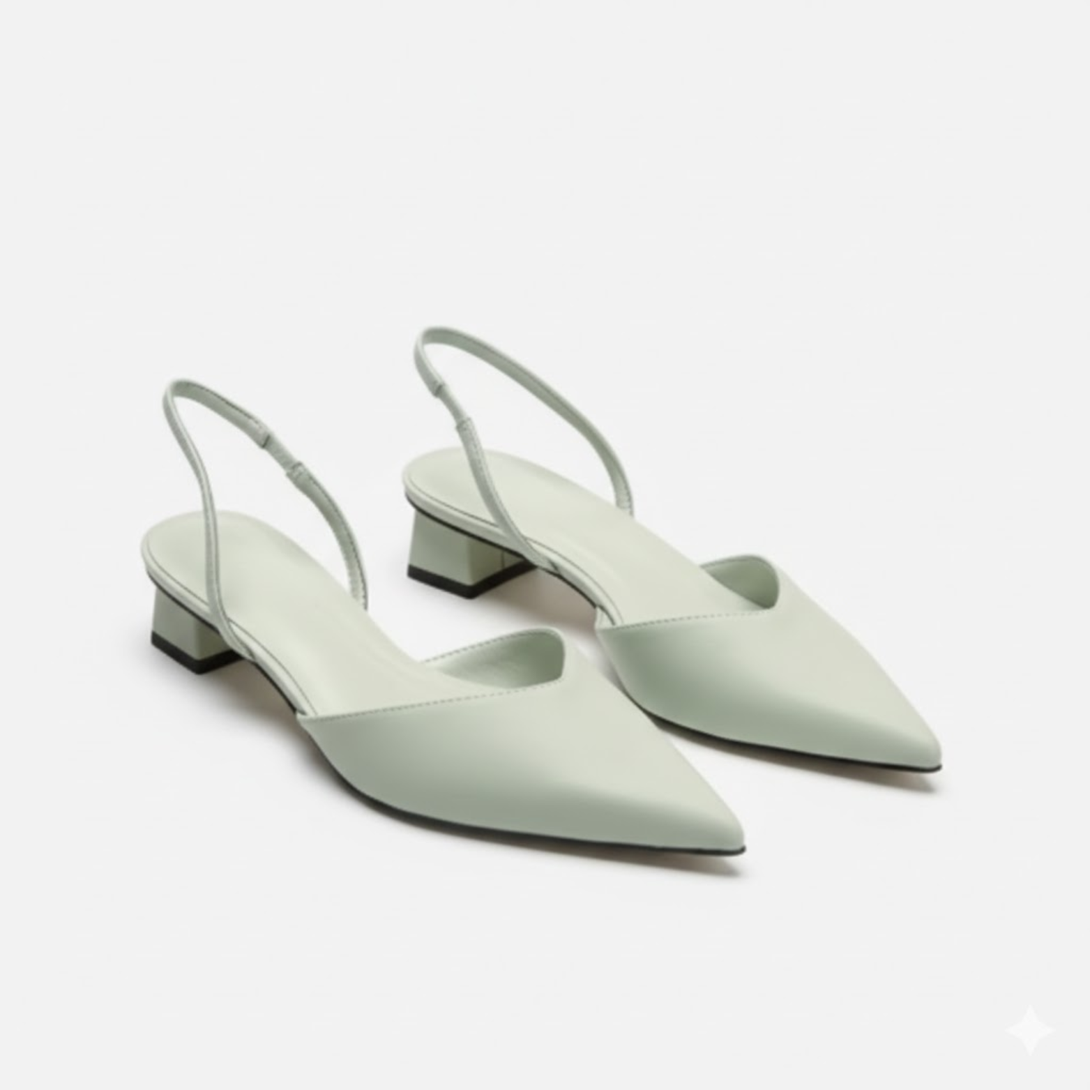 Slingback-pumps for dame med spiss tå og middels blokkhæl til kontoret