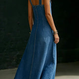 Vera – Longue denimkjole med knapper